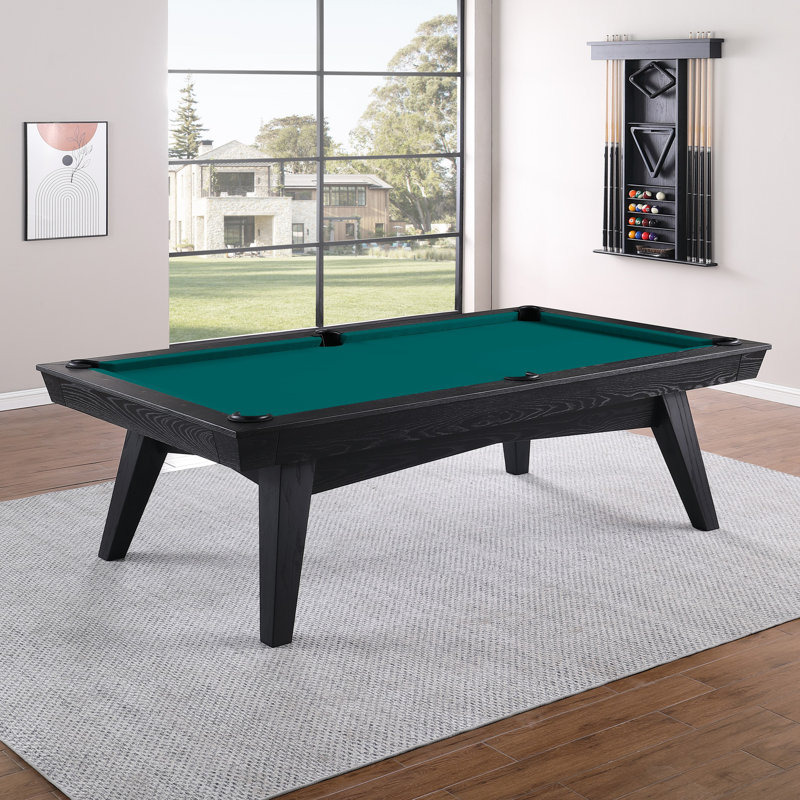Table de billard en ardoise avec plateau de salle à manger ModArt, 7 pi, Bleu vert, Bois de frêne noir