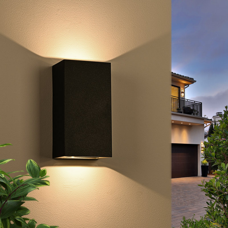 2-Light Up/Down LED Outdoor Wall Sconce, 11.02" H x 5.9" W x 3.94" D, Matte Black