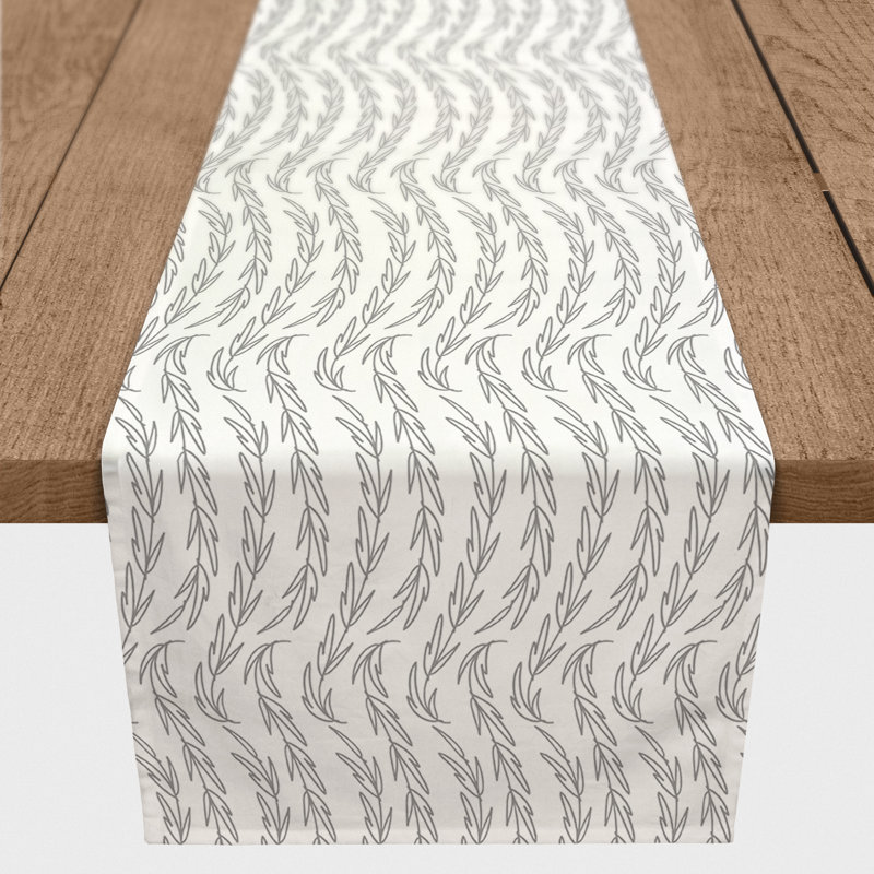 Floral Table Runner, Gray, 72" x 16"