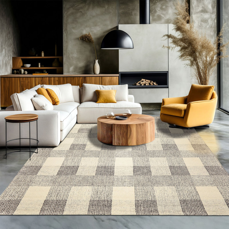 Tapis multicolore crocheté à la main gris anthracite Ashford, Rectangle 120 po x 96 po