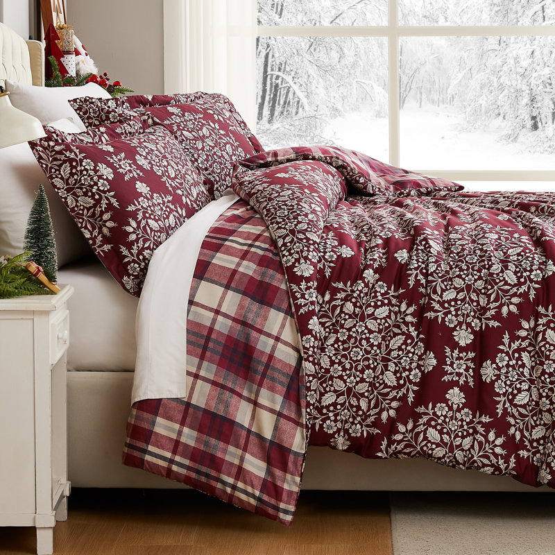 Southshore Fine Linens Christmas Carol Reversible Duvet Cover Set, 100 GSM Brushed Microfiber Holiday Bedding, 1 Duvet Cover and 2 Pillow Shams, Full / Queen