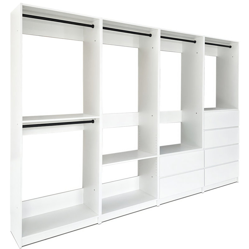 Système de garde-robe autoportant en bois blanc
