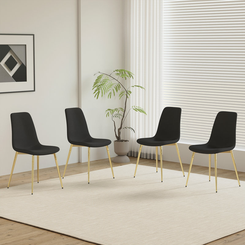 Chaise d'appoint en velours 19,3 po H , Noir, Doré
