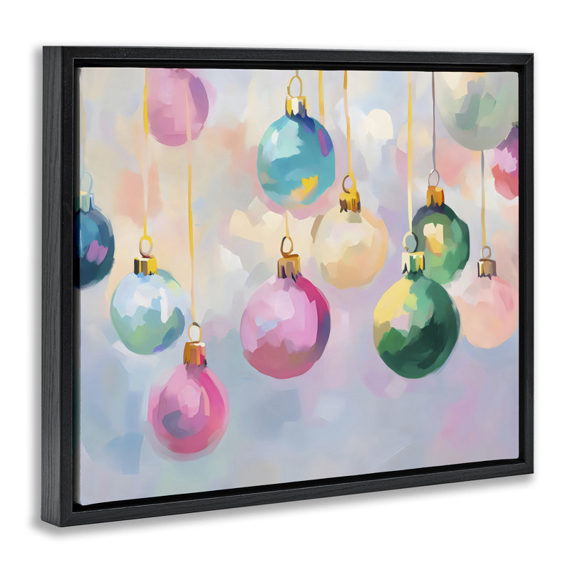 Cadre flottant Bright Pastel Ornaments, design par Arlington Prints, H 25 po x l 31 po, Cadre flottant noir de jais