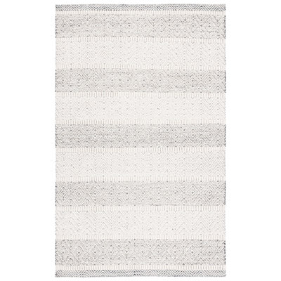 Martha Stewart 9606 Hand Loomed Wool/Cotton Geometric Rug in Ivory/Gray
