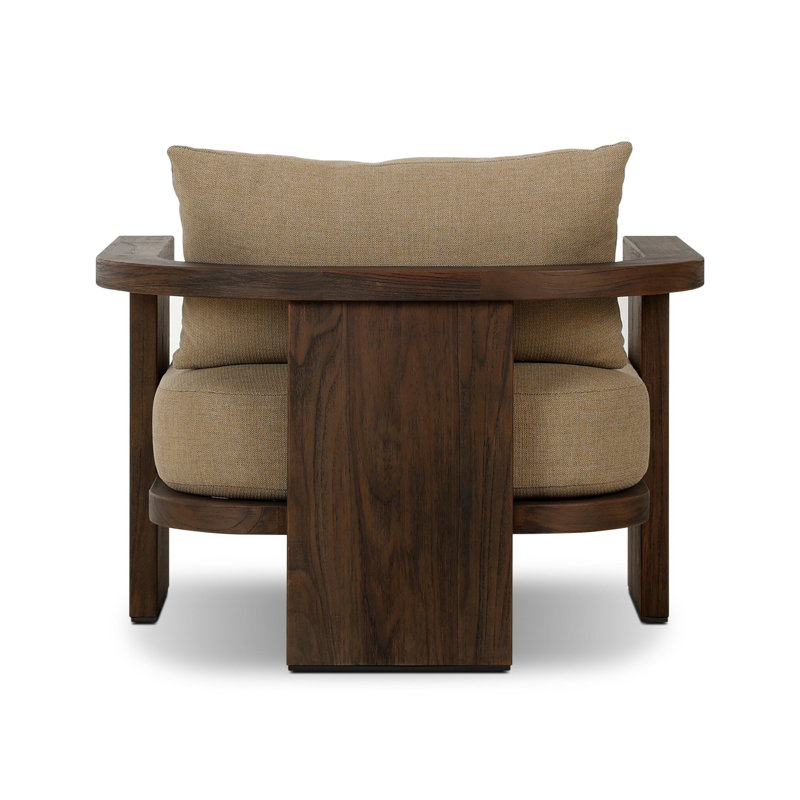 Tahana Outdoor Teak Armchair, Olympia Canvas, Stained Saddle Brown