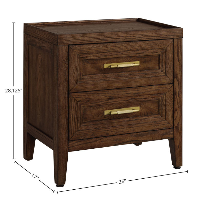 Syrine 2-Drawer Wooden Nightstand, Sable