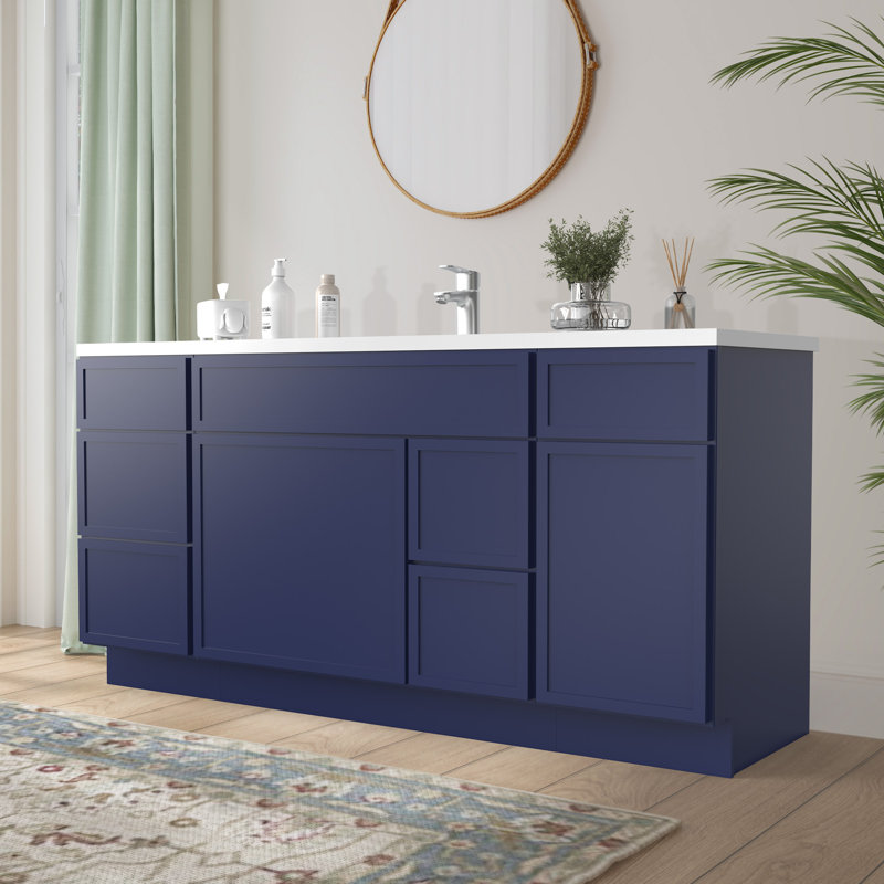Base de meuble-lavabo simple 66 po seulement, Bleu