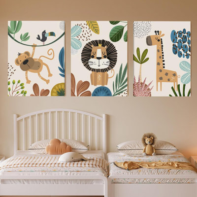 Palette de rêves encadré Boho Safari Decor, pépinière de lion affiche des impressions, girafe chambre d'enfant, art mural chambre d'enfant pour chambre de bébé chambre à coucher, décoration murale salle de bain 12 x 16 pouces