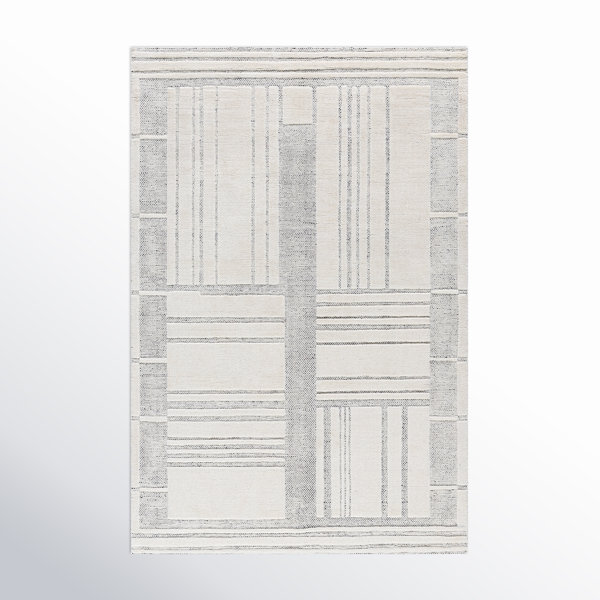 Ron Raz Rug Rectangle Ronaldo Abstract Hand Loomed Wool Area Rug in Brown/Gray ...