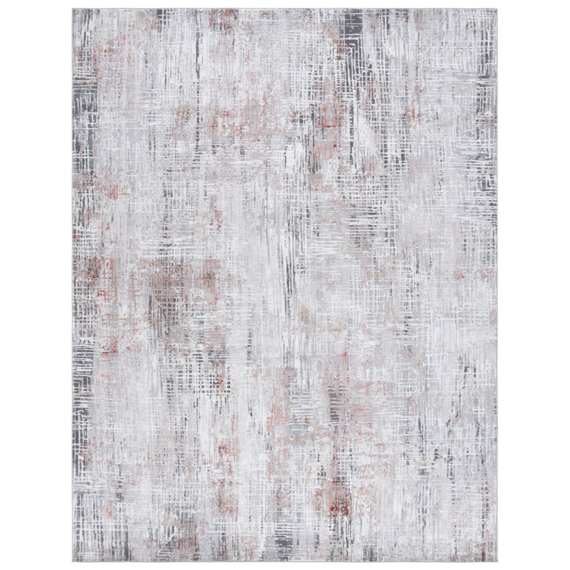 Tapis rouille / gris Vogue 117, Rectangle 8 pi x 10 pi