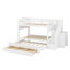 Lit superposé avec lit gigogne, escalier de rangement, tiroirs et garde-robe intégrée-889836212