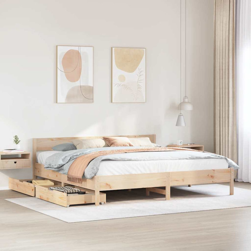 Solid Wood Bed, White, Super King (6')