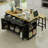 Black 5-Wheel Portable Kitchen Island 3-Piece Set, Including 2 Bar Stools, Power Outlet, Folding Tabletop, Multiple Storage Shelves And Drawers.-650859083