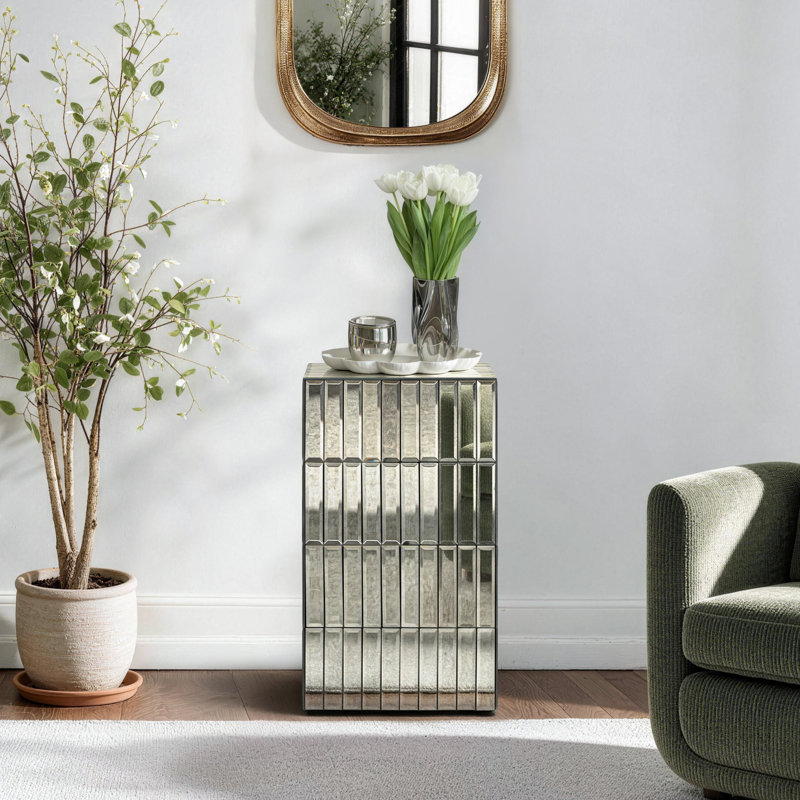 Amla Antique Mirrored Small Accent End Table