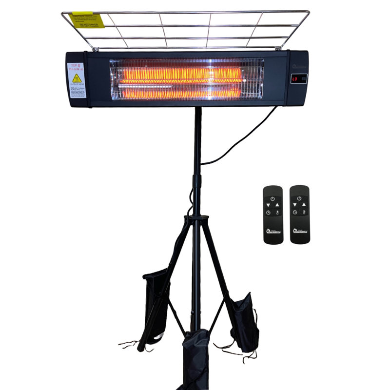 Black Electric Infrared Patio Heater with Tripod and Remote
