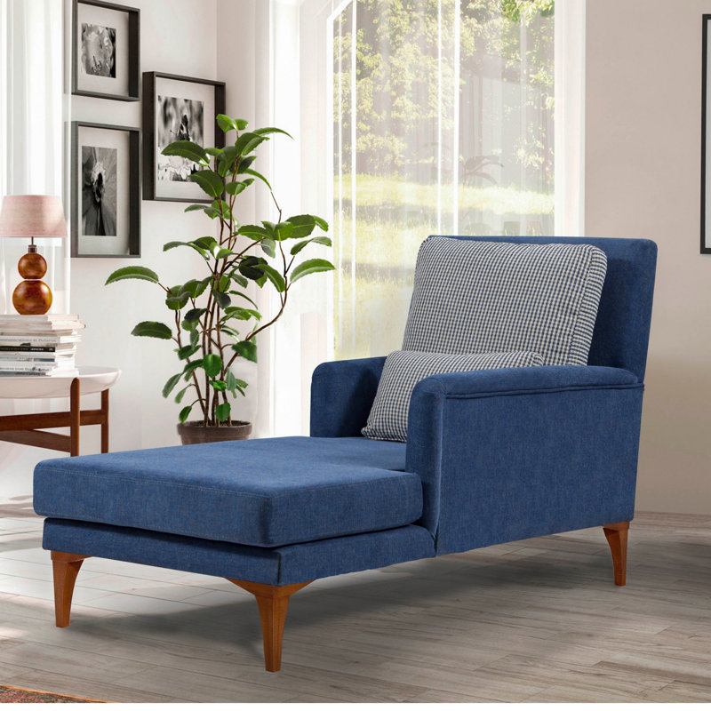 Chaise longue rembourrée Yaphank, 100 % polyester bleu