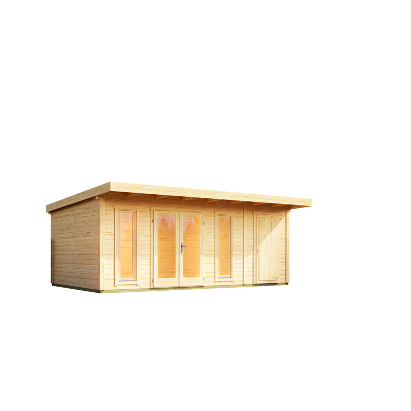 Lasita - 19 x 11.5 Ft. Premium 2-Room Log Cabin With Tempered Double Glazing (44mm)