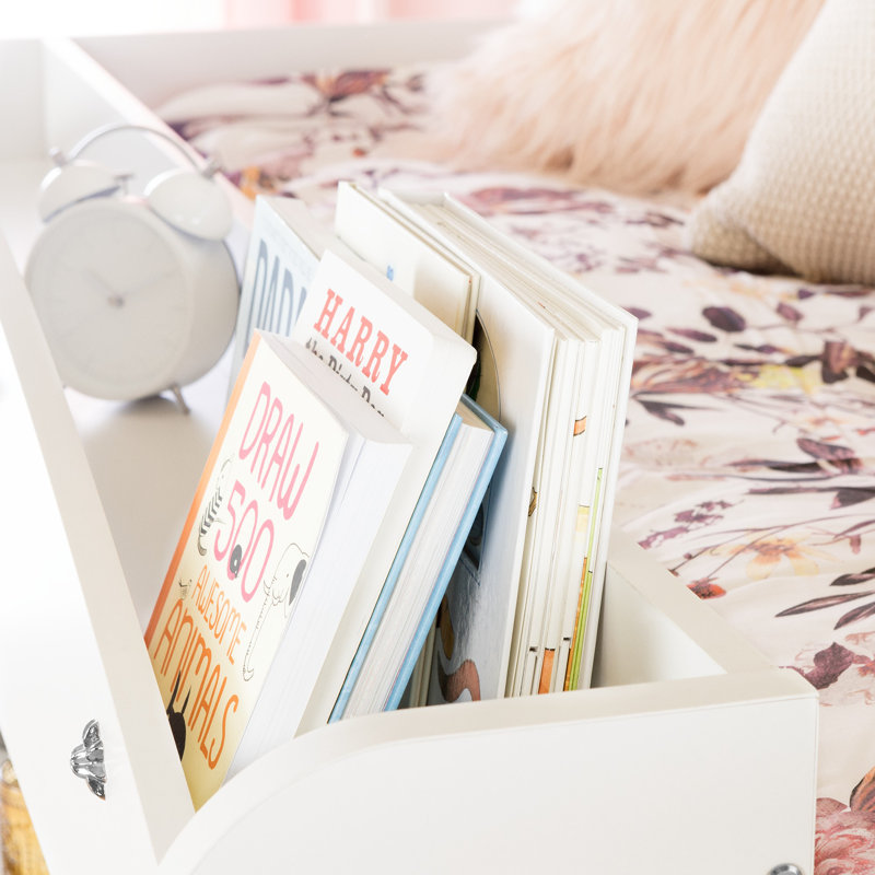Princess Twin Loft Bed with Wood Frame and Storage Drawers