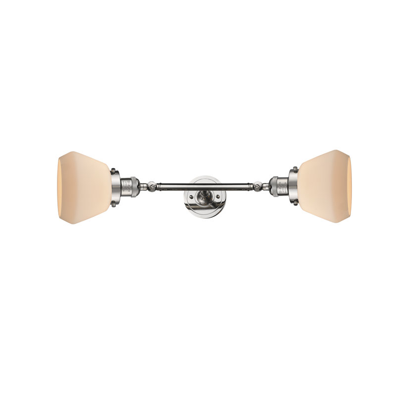 Éclairage pour meuble-lavabo 2 lumières rétro Lasseter, Plaqué couleur fumée, Nickel satiné brossé, DEL