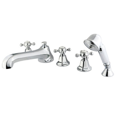 Garniture de robinet de baignoire romaine à fixation sur plateau à poignée triple avec douche à main Metropolitan