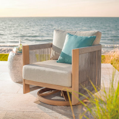 Chaise longue pivotante en corde tissée avec coussins Sunbrella® Positano