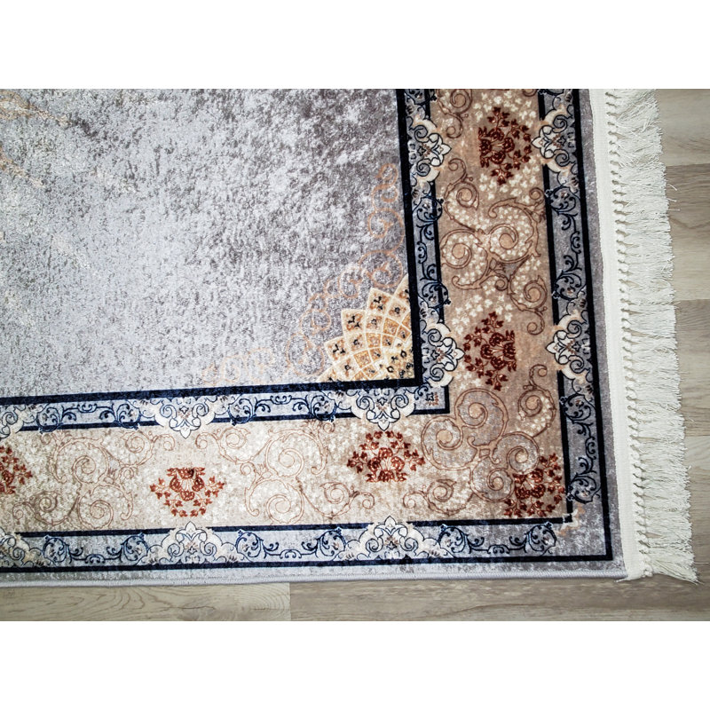 Beige sud-ouest/tapis décoratif grise Aruba, Rectangle 6 pi 6 po x 9 pi 6 po