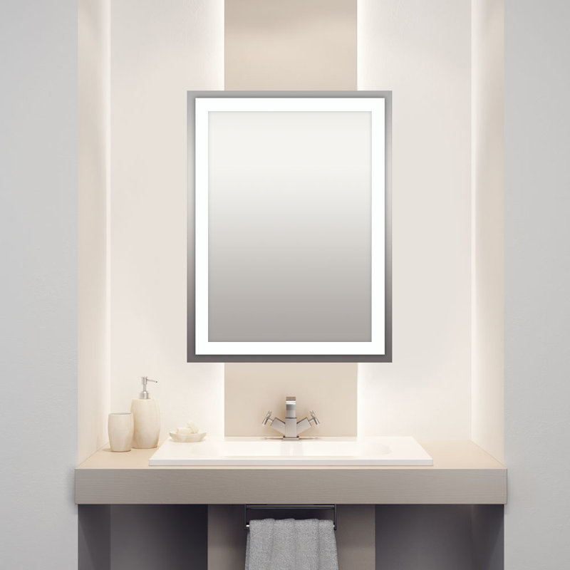 Flyte Rectangular LED Mirror with Defogger, Adjustable Light Temperature, Dimmer, and Smart Memory, 34" x 40"