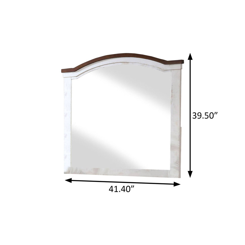 41.4"W Transitional Mirror, Distressed White/Walnut