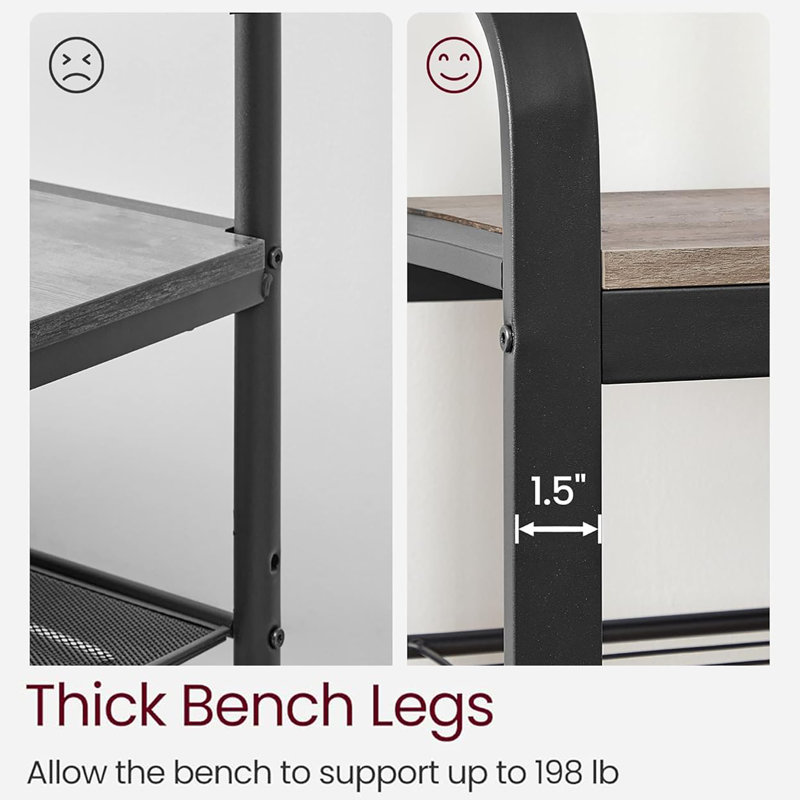 33.1"W 4 in 1 Hall Tree for Entryway, Coat Rack with Shoe Bench, 9 Removable Hooks & Hanging Rod, Greige/Black