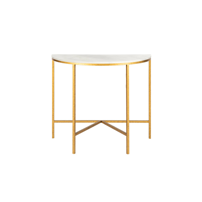 Vermont Demilune 38" Console Table, Carrera Marble