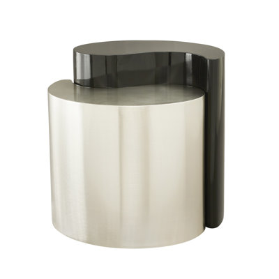 Modern Living Room Table With Iron Sheet In Black & Silver, Functional End Stylish For Decoration