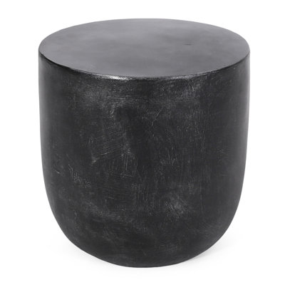 Lightweight Concrete Side Table In Matte Black, For Outdoor & Indoor Spaces, 15.9"X15.9"X15.84", Functional Design Modern Table, And Enjoyment