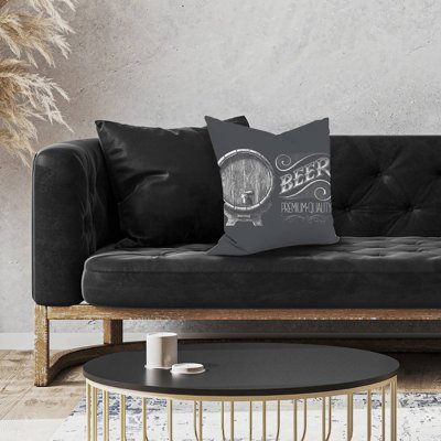 Old beer sign - 18"x18" Throw pillow - Poly twill - Print on demand