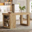 Îlot de cuisine avec tablette de rangement, table de préparation de ferme de 55 po avec grand plateau de table épais et espace pour les jambes, bois naturel