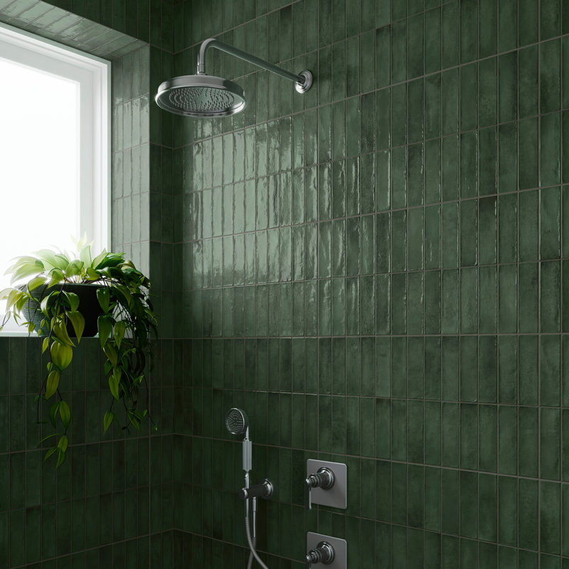 Spanish Artis 12" x 24" Glazed Porcelain Wall Tile (5 PCS, 10.76 Sq. Ft./Case), Dark Green