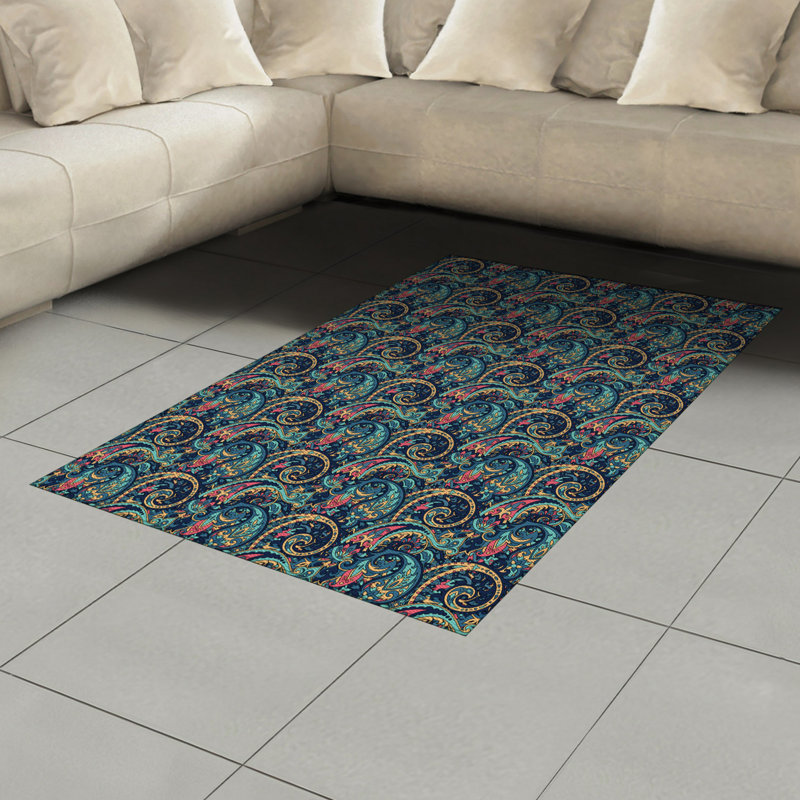 Paisley High Density Long Fiber Poly Threads Decorative Area Rug Carpet, Rectangle 4' x 5'8"