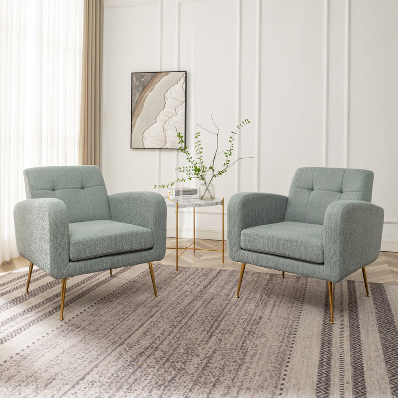 Alixon 29'' Wide Tufted Armchair, Teal Boucle