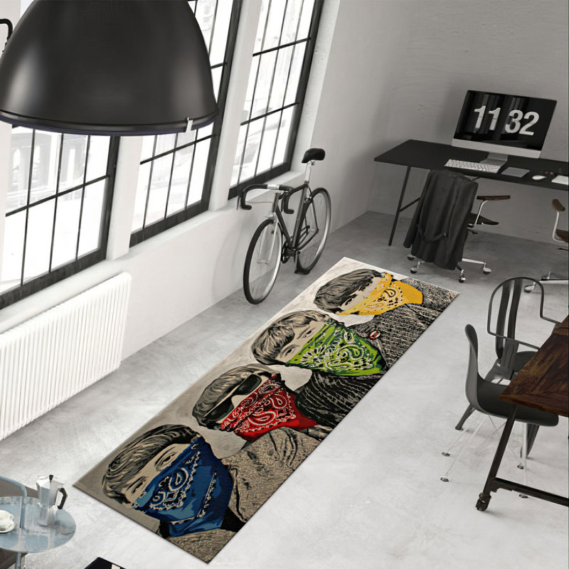 Soft Pile Printed Rug with Vibrant Floral Design Perfect for Adding a Splash of Color to any Living Space