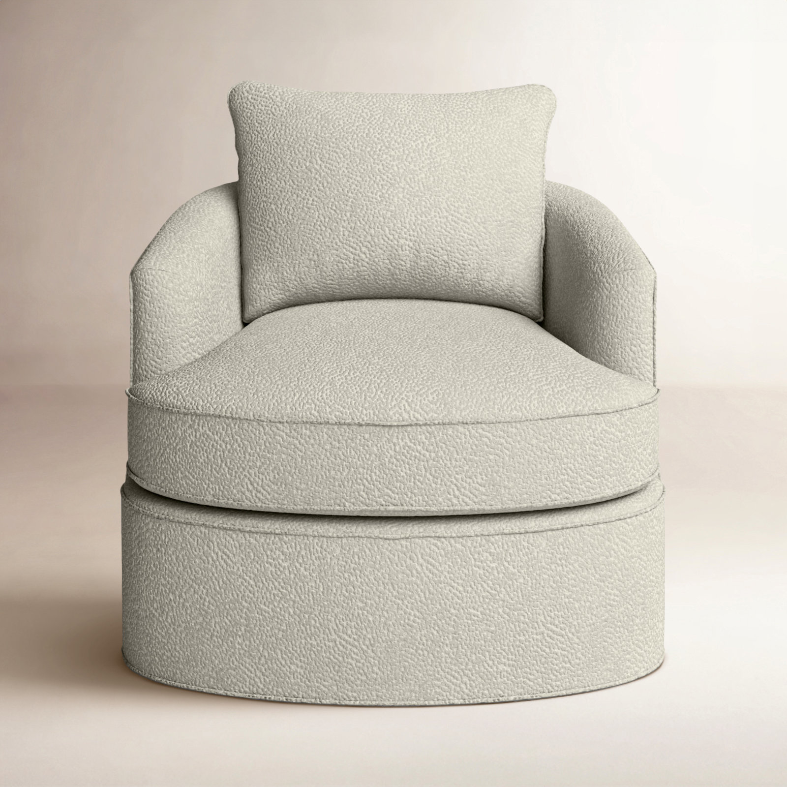 Mills Upholstered Swivel Barrel Chair, Snowcreek 10 White