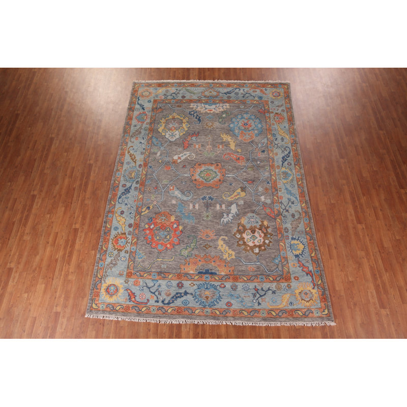 Tapis indien fait à la main gris Oushak 9 x 12