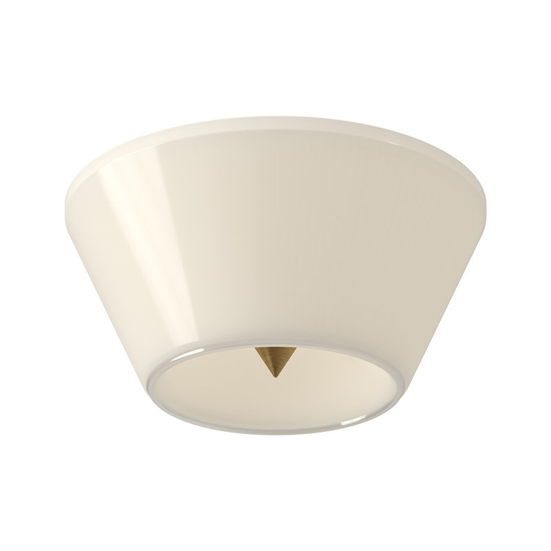 Holt Glass LED Flush Mount, Brushed Gold/Glossy Opal, 4.25" H x 10.13" W x 10.13" D
