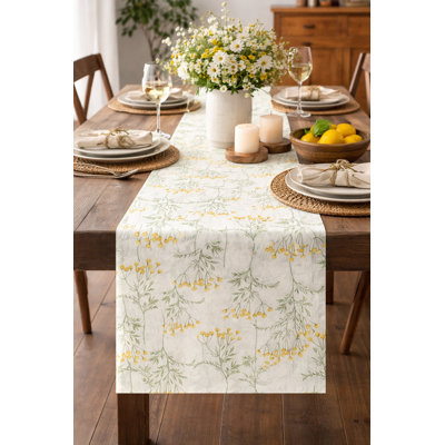 Botanical Floral Prints Multicolor Wildflowers Design Table Runner 13"W X 71"L