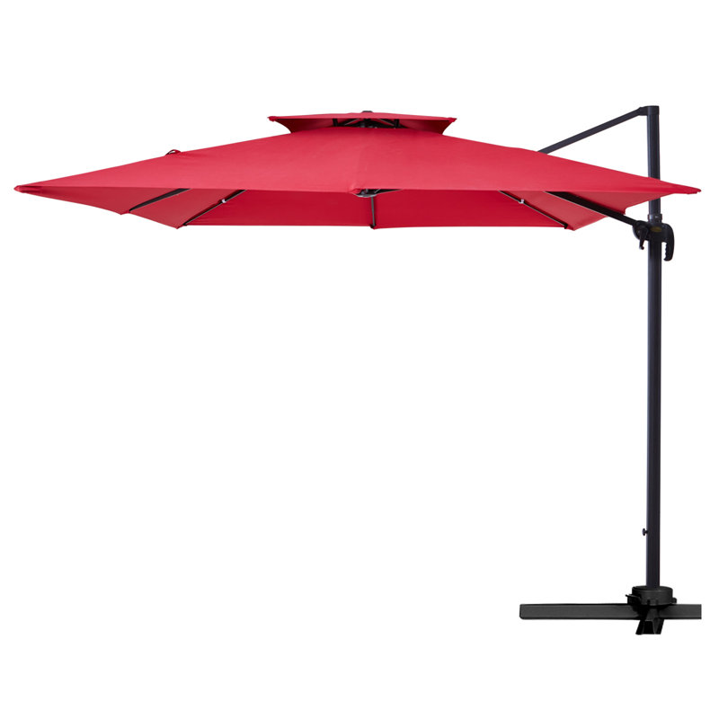Parasol de patio extérieur en porte-à-faux avec couvercle Deboah, 144'', Rouge