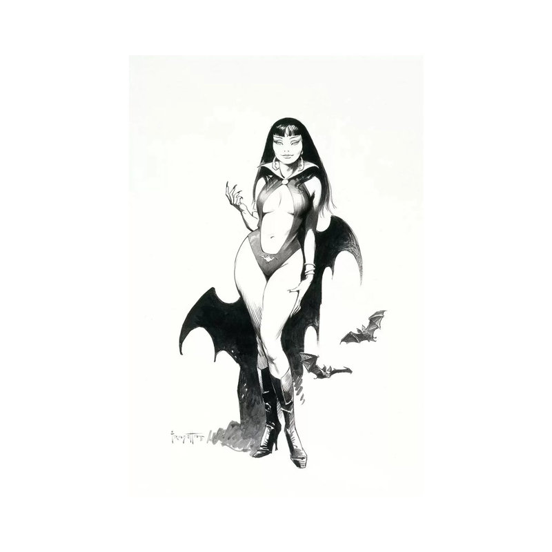Vampire's Enticement by Frank Frazetta - Wrapped Canvas Painting, 66.04 cm H x 45.72 cm W x 1.91 cm D