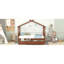 Lit simple en bois avec tiroirs, noyer