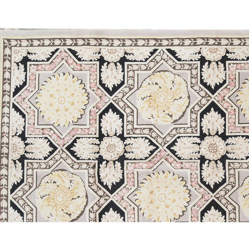 Hand-Knotted High-Quality Black and Gray Area Rug