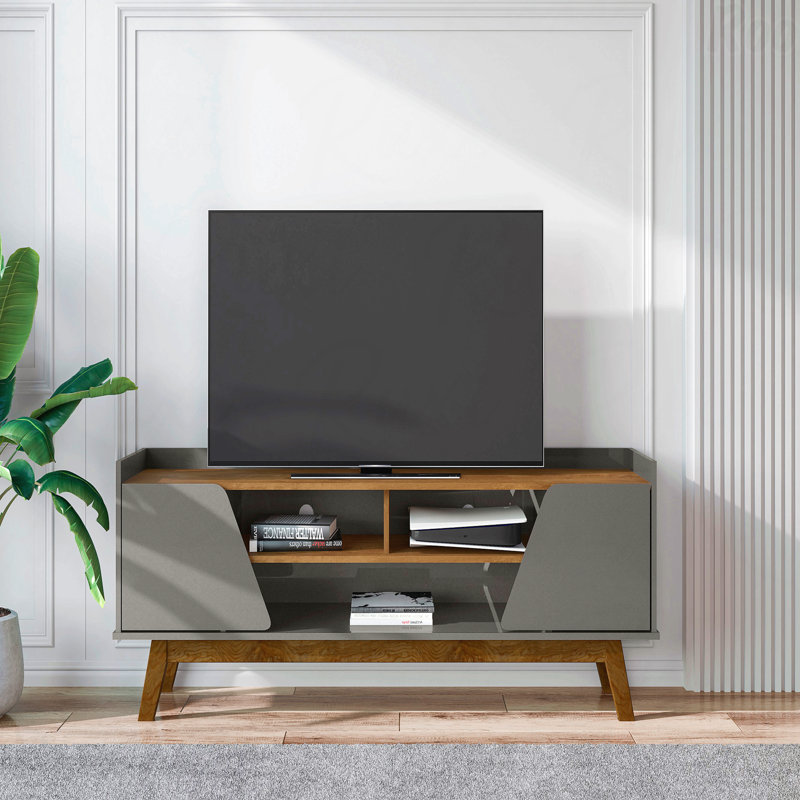 Meuble télé, gris sauge foncé et brun, Gris foncé