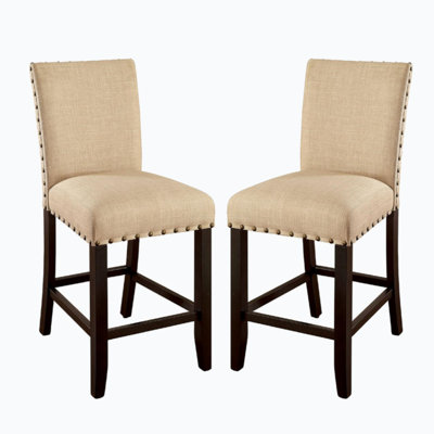 Ensemble de 2 chaises rembourrées en noyer clair et beige