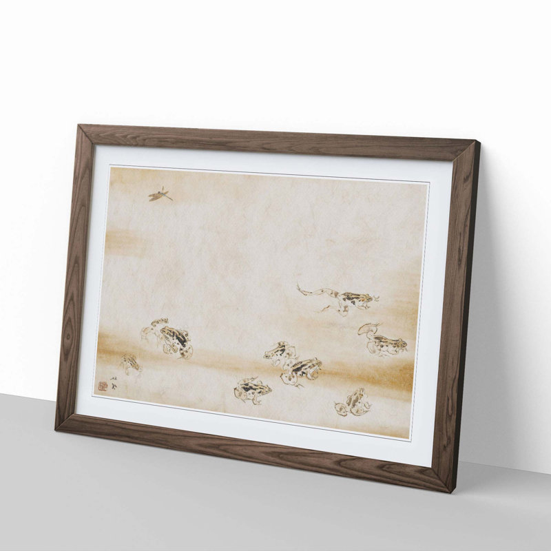 Toads by Takeuchi Seiho - Framed Print, 27cm H x 36cm W x 2cm D, Walnut Framed